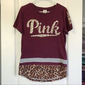 💕Pink Burgundy Leopard Bling Top💕